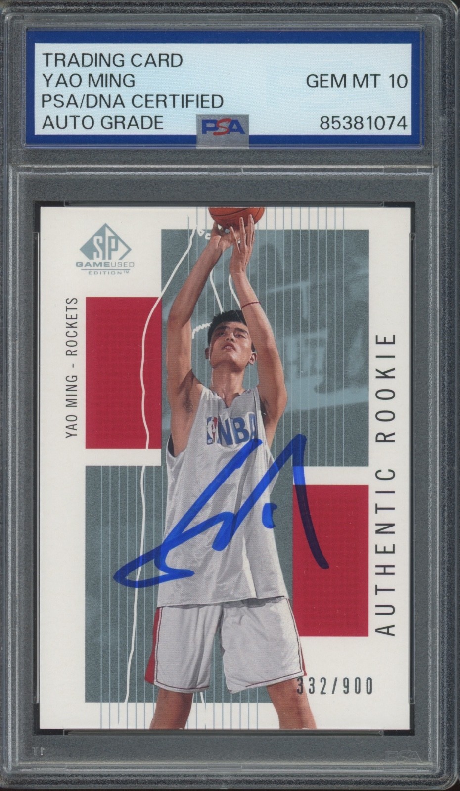 2002 Upper Deck SP Game Used #104 Yao Ming /900 RC Gem Mint PSA DNA 10 Auto