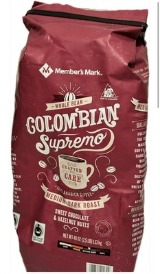 Member's Mark Fair Trade Certified Colombian Supremo Coffee, Whole Bean 40 oz...