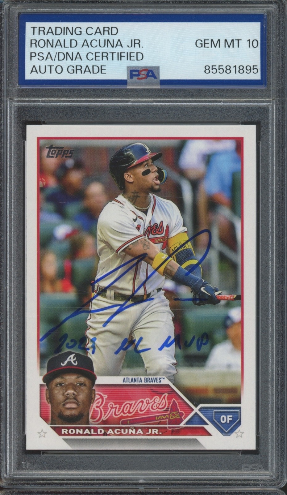 2023 Topps Insc 2023 NL MVP #150 Ronald Acuna Jr Gem Mint PSA DNA 10 Auto