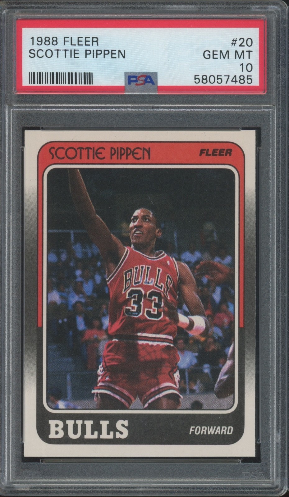 1988 Fleer Basketball #20 Scottie Pippen RC Rookie Gem Mint PSA 10