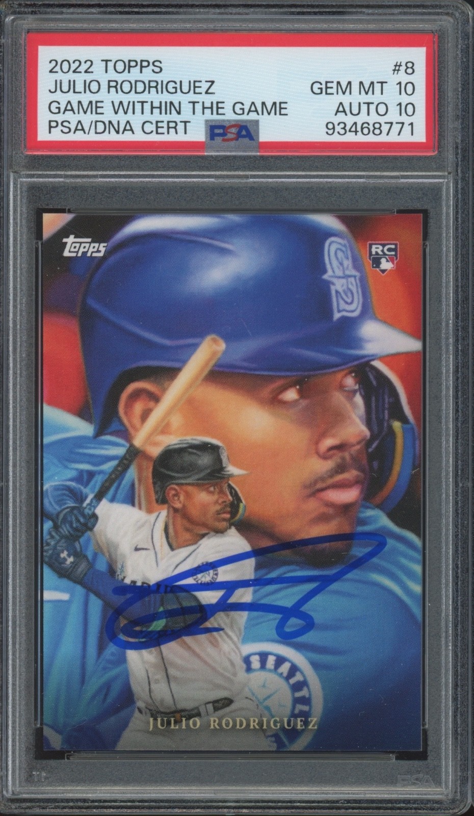 2022 Topps Game Within The Game #8 Julio Rodriguez RC Gem Mint PSA 10 10 Auto