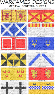 6mm Medieval Scots Flags - Sheet 1 - Pike & Shotte, FOG, DBR, Impetus, Baroque