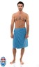 TowelSelections Mens Shower Wrap Adjustable Cotton Terry Velour Wrap Gym Body Cover Up Small-Medium Niagara Blue