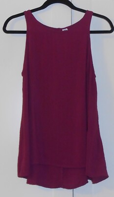 WOMEN'S OLD NAVY BURGUNDY HIGH NECK TANK WITH HI/LO HEM - SIZE MEDIUM