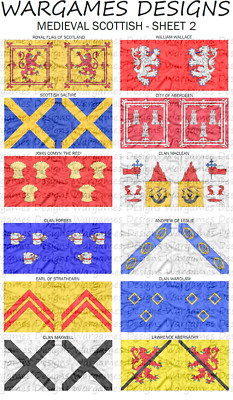 15mm Medieval Scots Flags - Sheet 2 - Pike & Shotte, FOG, DBR, Impetus, Baroque