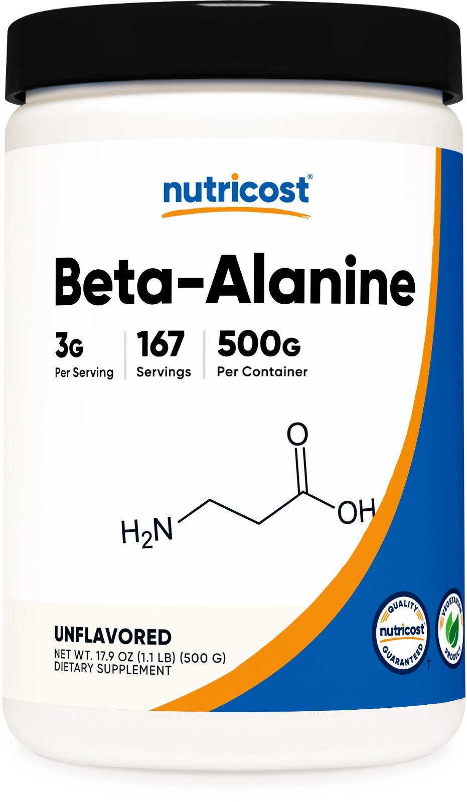 Порошок бета-аланина Nutricost 500 граммов - чистый бета-аланин