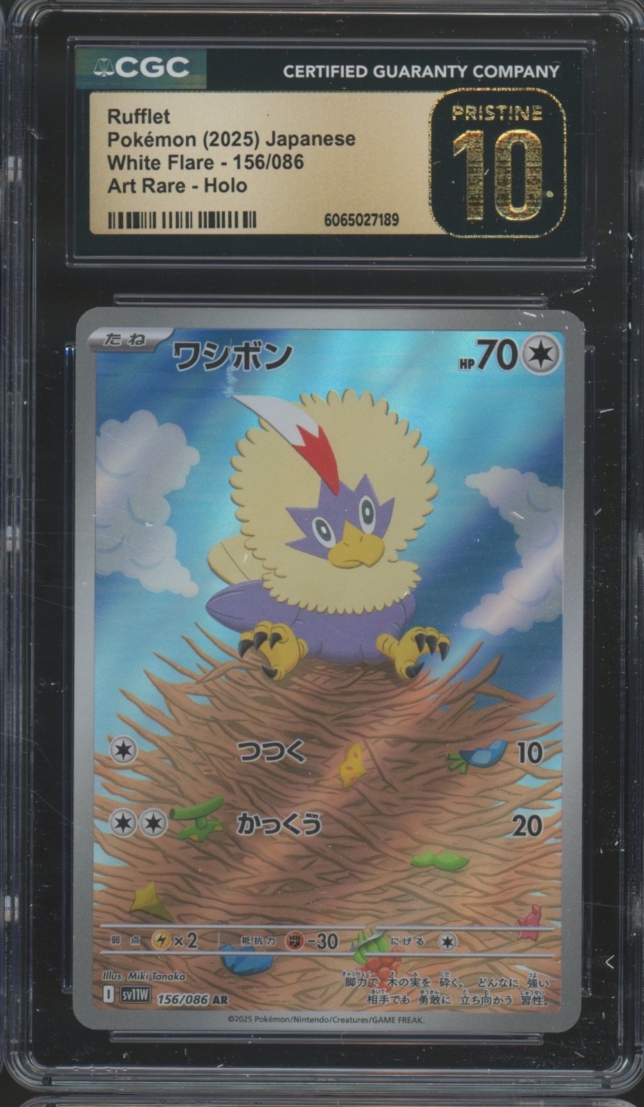 2025 Pokemon Japanese White Flare Art Rare Holo #156 Rufflet Pristine CGC 10