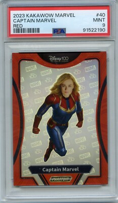 2023 Kakawow Disney 100 Phantom Marvel Captain Marvel Red /75 PSA 9 Mint