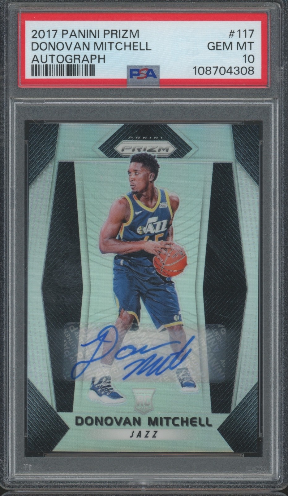 2017 Panini Prizm Silver #117 Donovan Mitchell Auto RC Rookie Gem Mint PSA 10