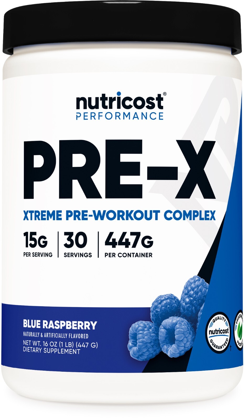Nutricost Pre-X, Порошковый комплекс перед тренировкой Xtreme, голубая малина, 30 порций