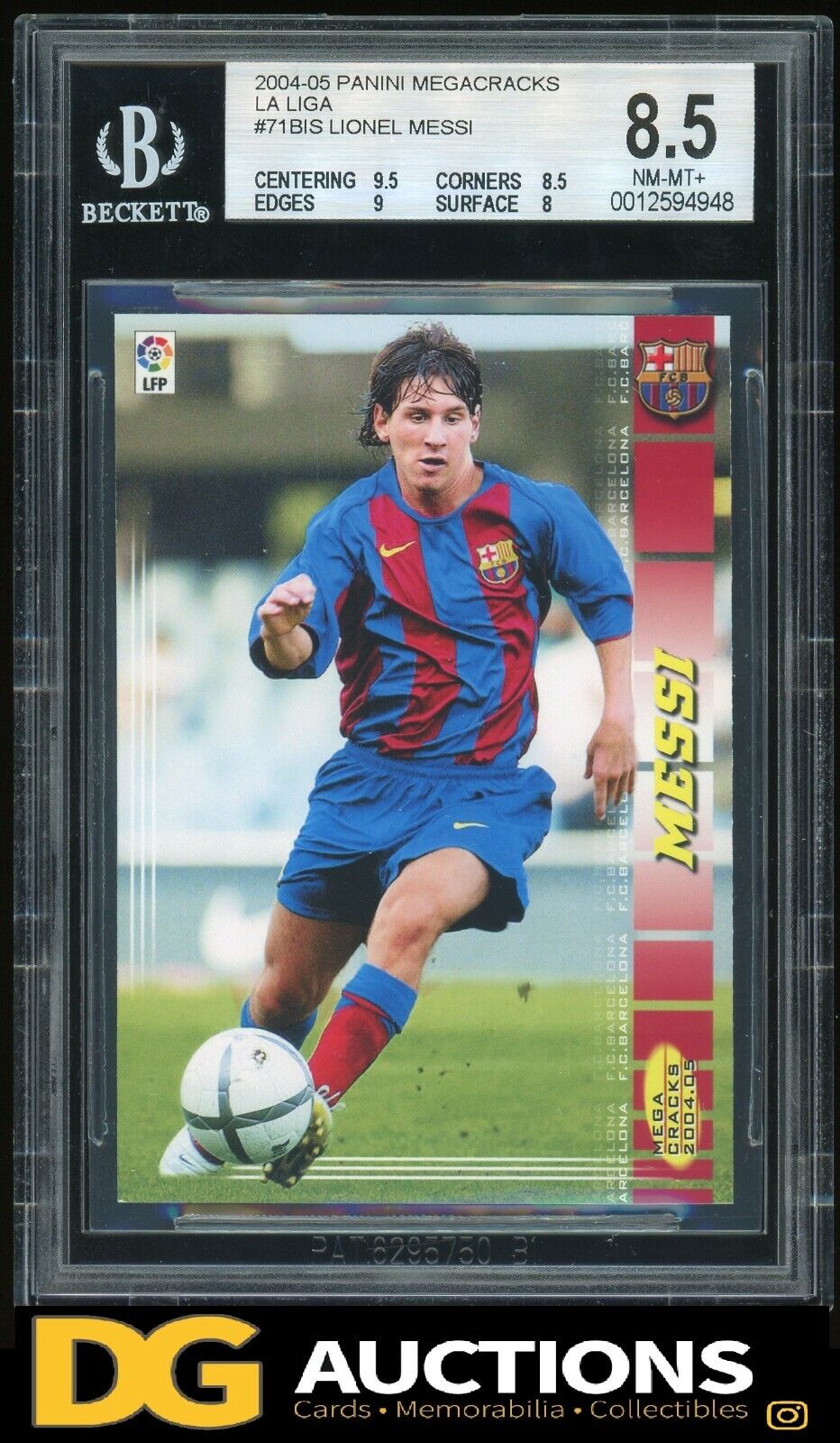 2004 Panini Megacracks Lionel Messi ROOKIE RC #71 BGS 8.5 NM 2004 Panini Megacracks Lionel Messi ROOKIE RC #71 BGS 8.5 NM