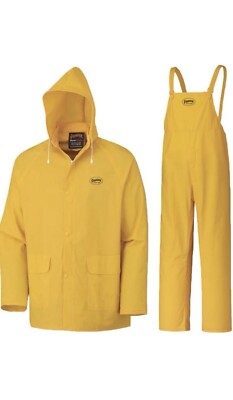 Waterproof PVC Work Suit for Men   Repel Rain Gear Yellow Safety Jacket and B...