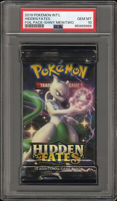 2019 Pokemon INT'L Hidden Fates Foil Booster Pack Mewtwo PSA 10 Gem Mint