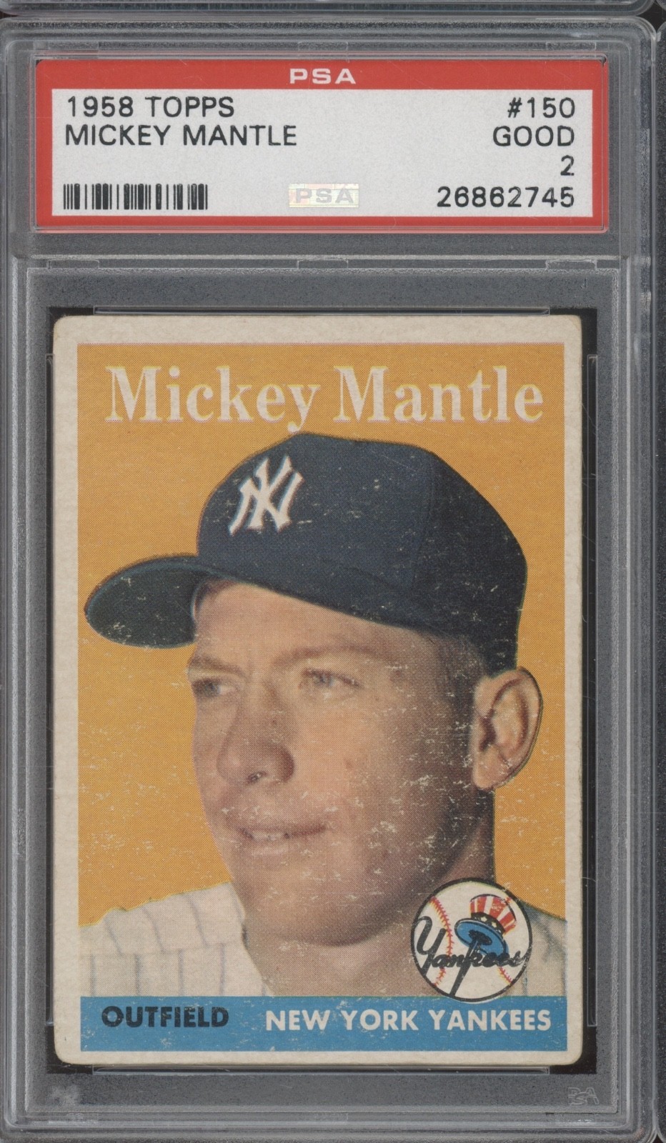 1958 Topps Baseball #150 Mickey Mantle Good PSA 2