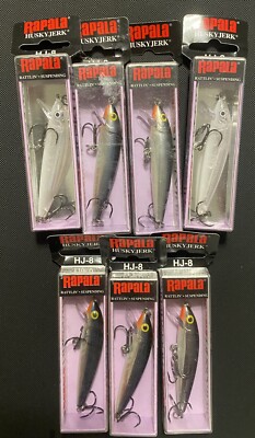 7 New Rapala Husky Jerk HJ-8 FishingLures Lot - 7 - 2 Different Colors