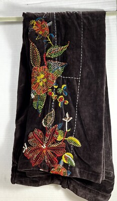 Two Ten Ten Five Biya Johnny Was Embroidered Floral Boho Pants Flare Leg Size 4