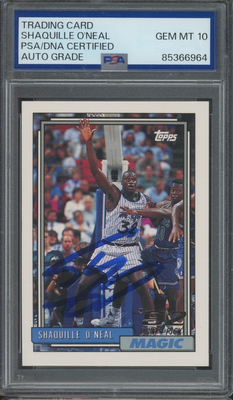 1992-93 Topps #362 Shaquille O'Neal RC Rookie Autograph Gem Mint PSA DNA 10 Auto