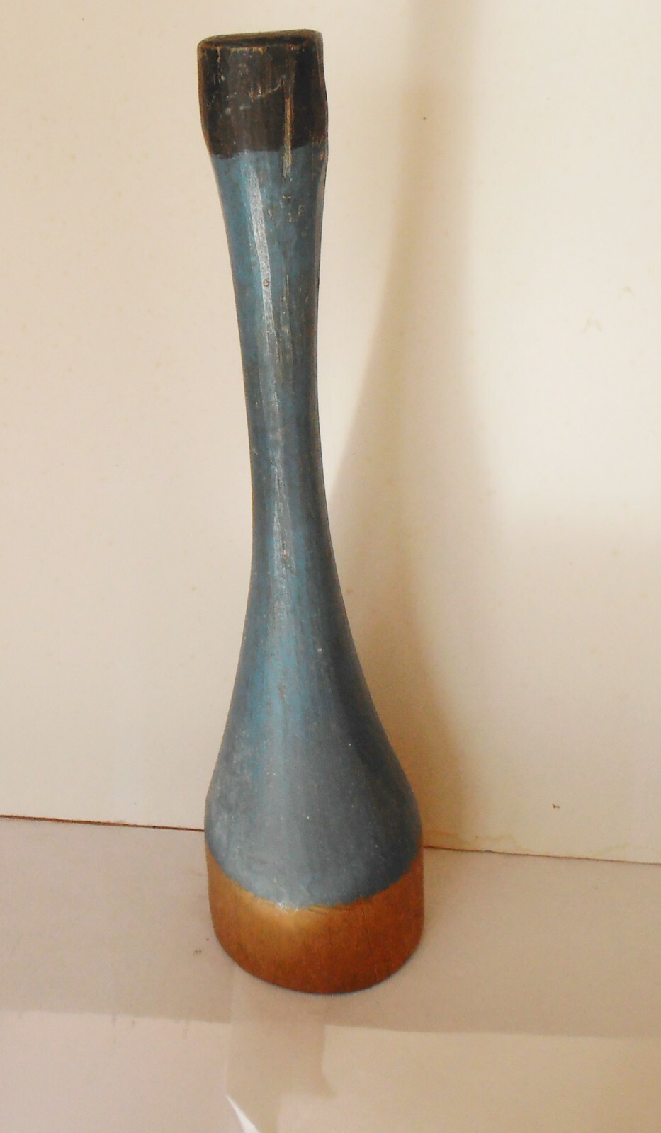 Antique Native American wooden Mallet basket making tool original blue paint