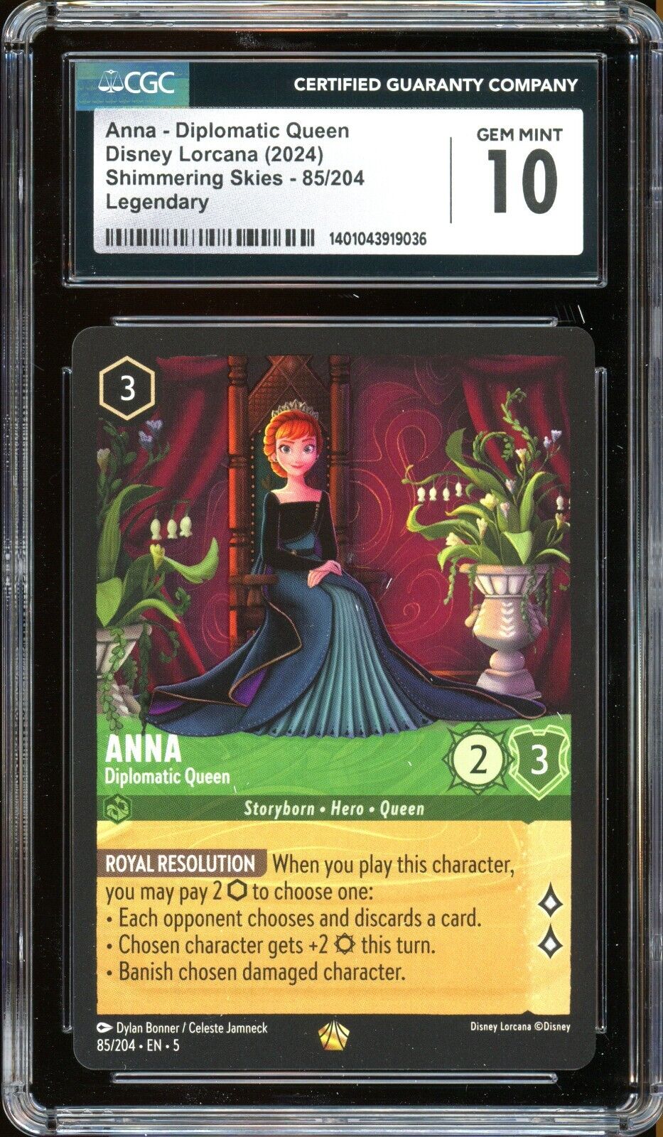 Lorcana CGC 10 Gem Mint Shimmering Skies Legendary Anna Lorcana CGC 10 Gem Mint Shimmering Skies Legendary Anna