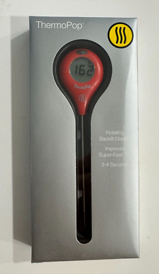 ThermoWorks ThermoPop Thermometer w/ Backlit Rotating Display. RED