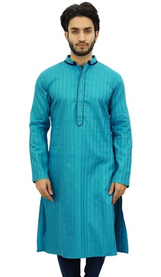 's Long Green Cotton Mandarin Collar Shirt Ethnic Clothing-l
