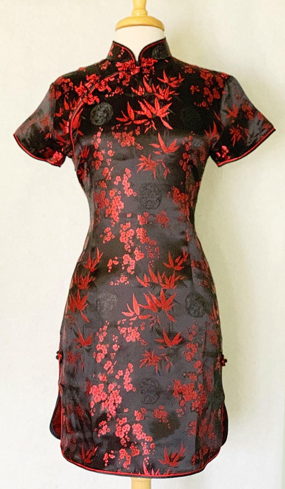 Classic Brocade Chinese Cheongsam Qipao Dress with Plum