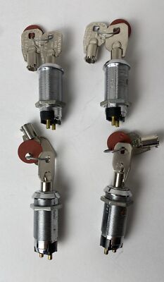 (4) On/Off Barrel Key Switches Spring Return With 8 Tubular Keys Keyed Alike ACE