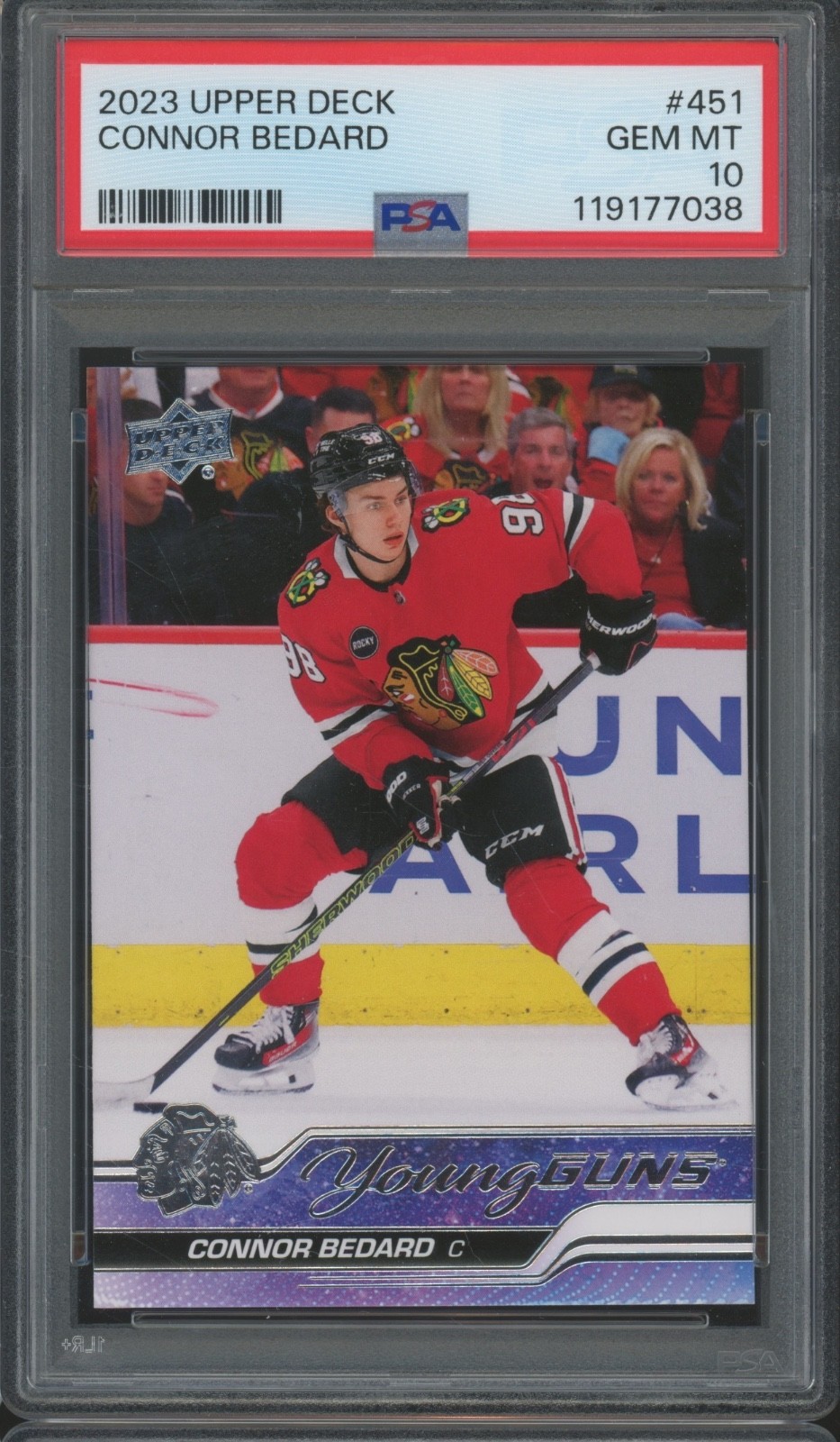 2023 Upper Deck Young Guns #451 Connor Bedard RC Rookie Gem Mint PSA 10