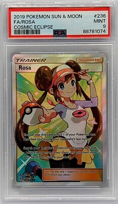 Pokémon Sun & Moon ROSA Cosmic Eclipse Full Art 236/236 PSA 9   MINT