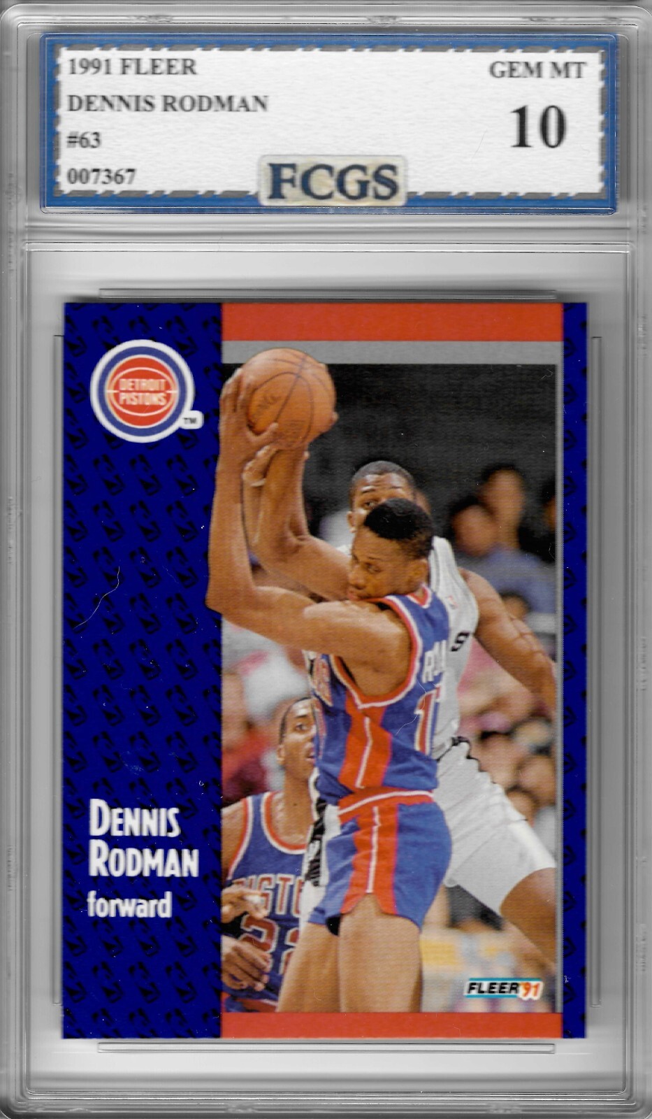 1991 Fleer Dennis Rodman #63 Graded FCGS 10 GEM MINT B314 | eBay