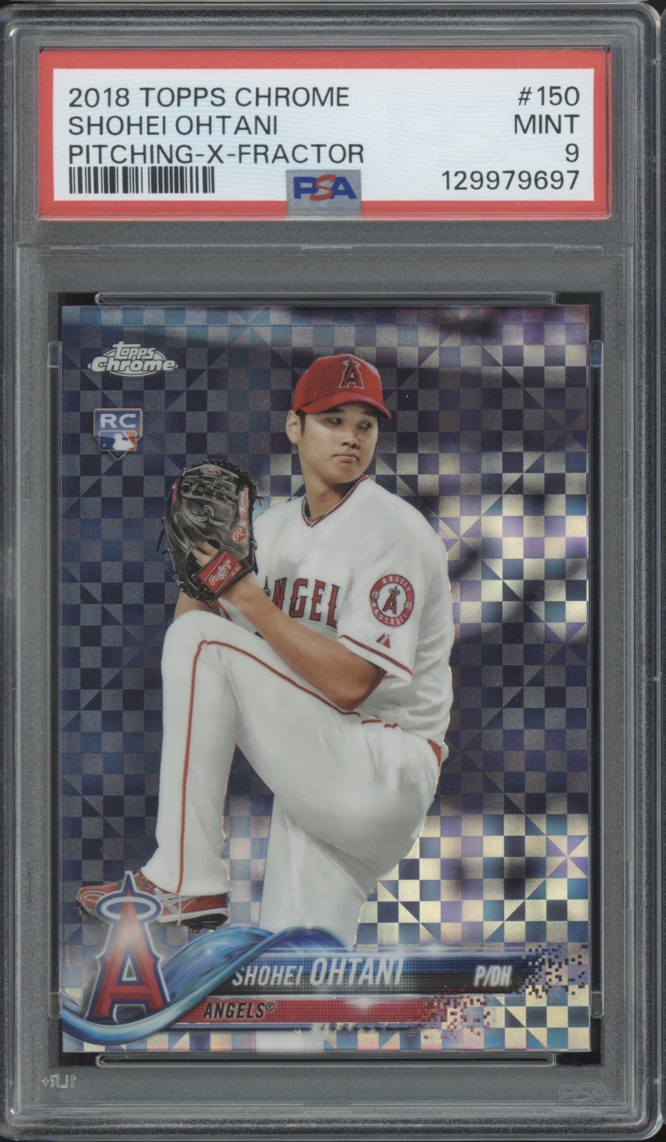 2018 Topps Chrome Pitching X-Fractor #150 Shohei Ohtani RC Rookie Mint PSA 9