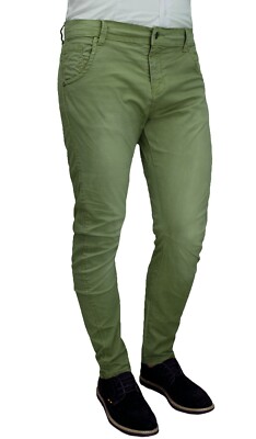 Pantaloni uomo Diamond casual verde militare slim fit jeans vintage da 42 a 46