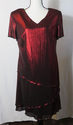 NWT Connected 8P Red Sparkly Shift Cocktail Dress