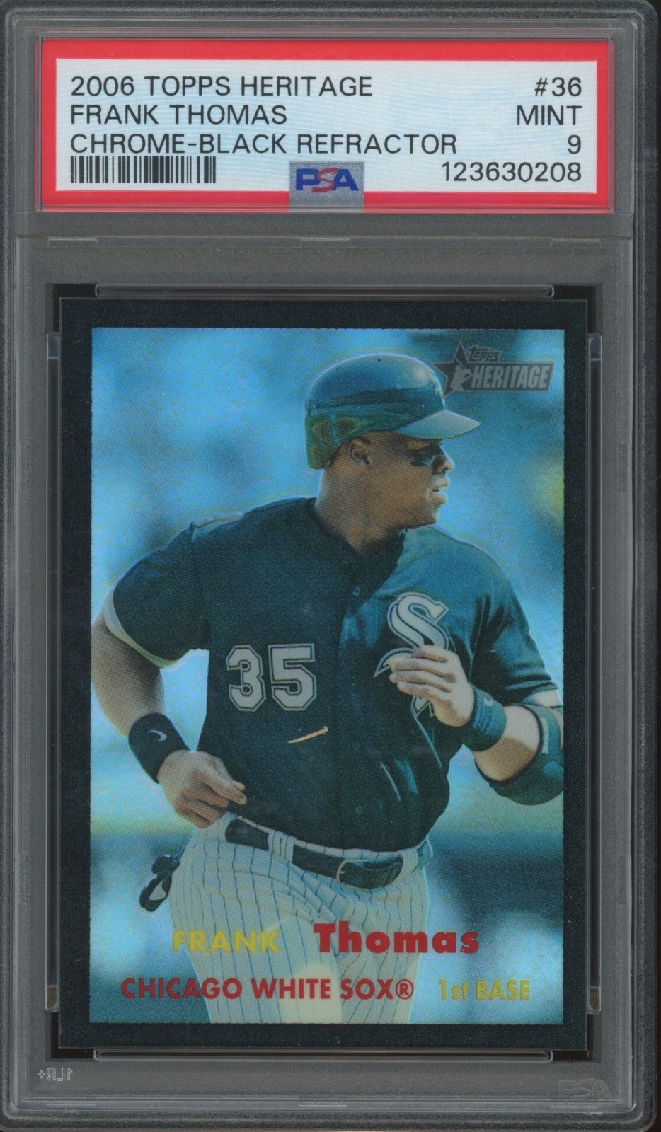 2006 Topps Heritage Chrome Black Refractor #36 Frank Thomas /57 Pop 3 Mint PSA 9