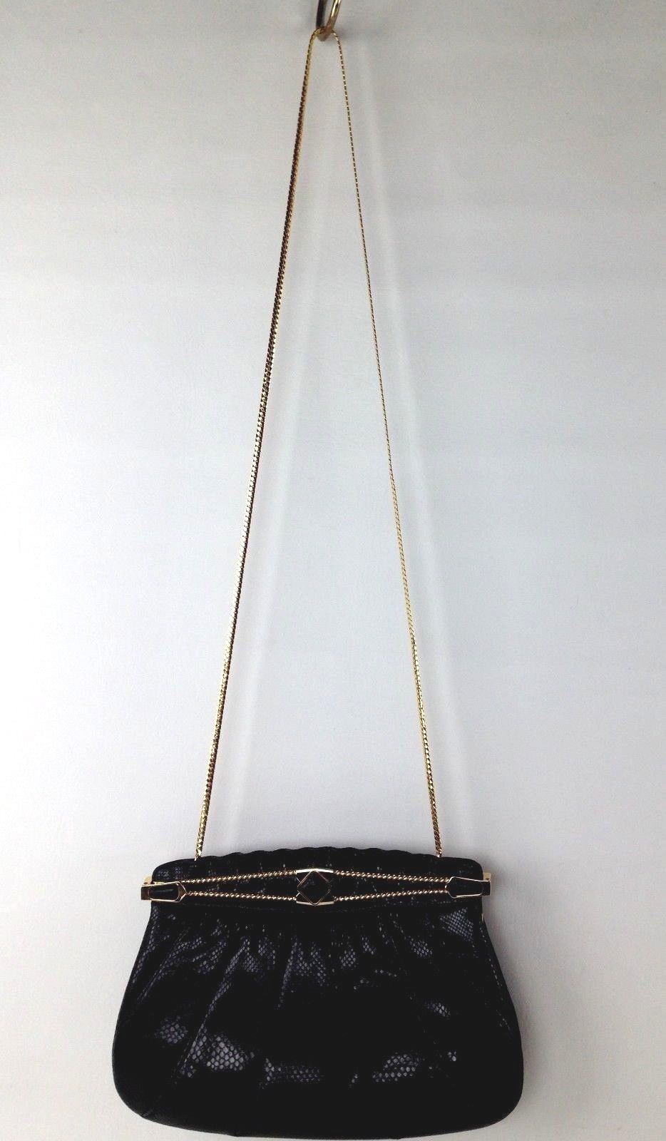 Finesse La Model  Black Snakeskin Convertible Evening Bag Clutch Shoulder Bag