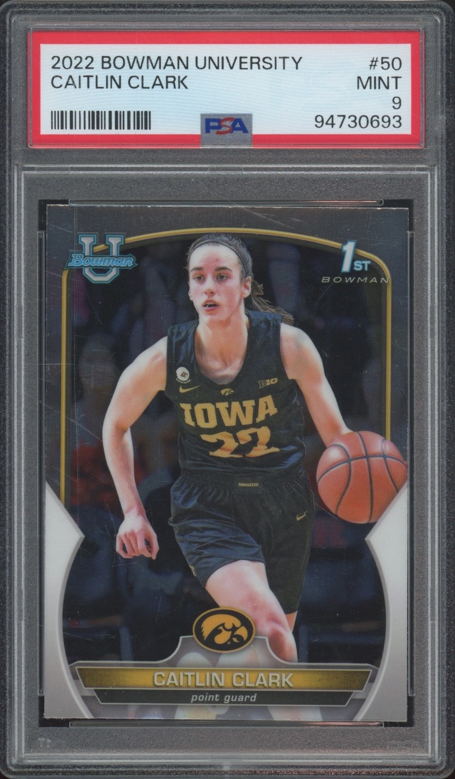 2022 Bowman U University #50 Caitlin Clark RC Rookie Mint PSA 9