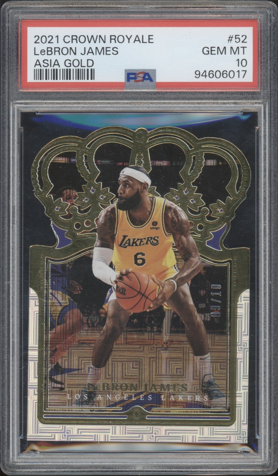 2021 Panini Crown Royale Asia Gold #52 LeBron James 9/10 Gem Mint PSA 10