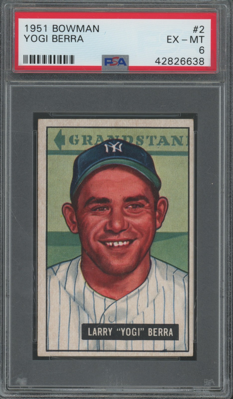 1951 Bowman Baseball #2 Yogi Berra Centered EX-MT PSA 6