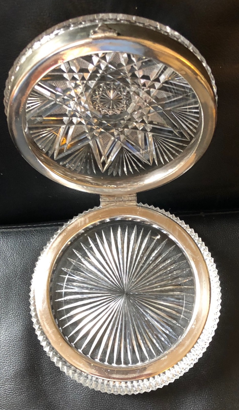 Large ABP Pairpoint Crystal Dresser Box Pearl Pattern 8 1/2