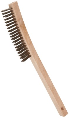 44054 Hand Wire Scratch Brush .012 Stainless Steel Fill Curved Handle 3 X 19 Row