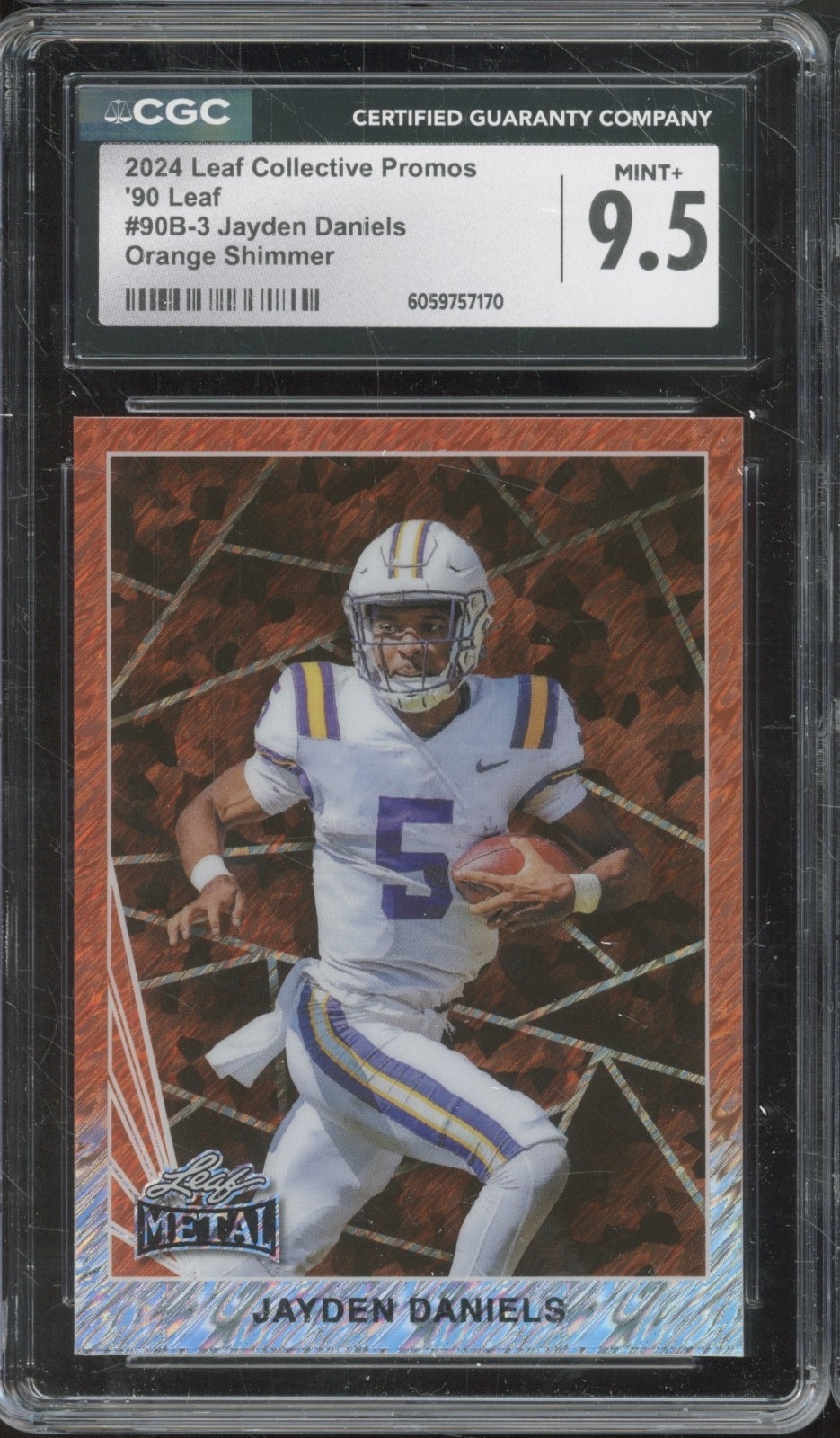 2024 Leaf Promo Orange Shimmer Jayden Daniels 61/299 RC Rookie Mint+ CGC 9.5