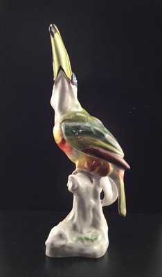 RARE! Antique Meissen Porcelain Toucan with Orchid Figurine Bird Paul Walther