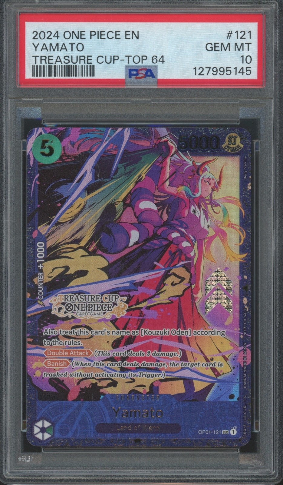 2024 One Piece Treasure Cup Top 64 #121 Yamato Gem Mint PSA 10