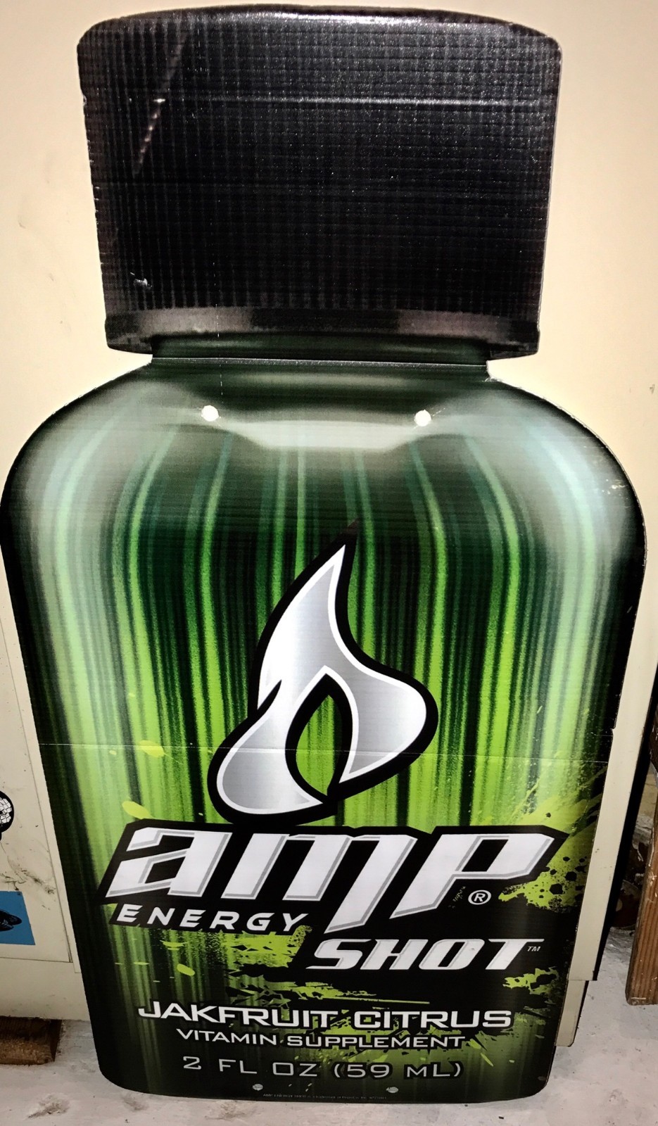 2008 AMP Energy Drink Shot Corrugated Sign Hard Firm Plastic Monster Rockstar