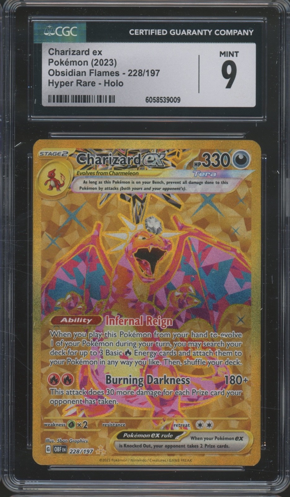 2023 Pokemon Obsidian Flames Hyper Rare Holo #228 Charizard ex Mint CGC 9