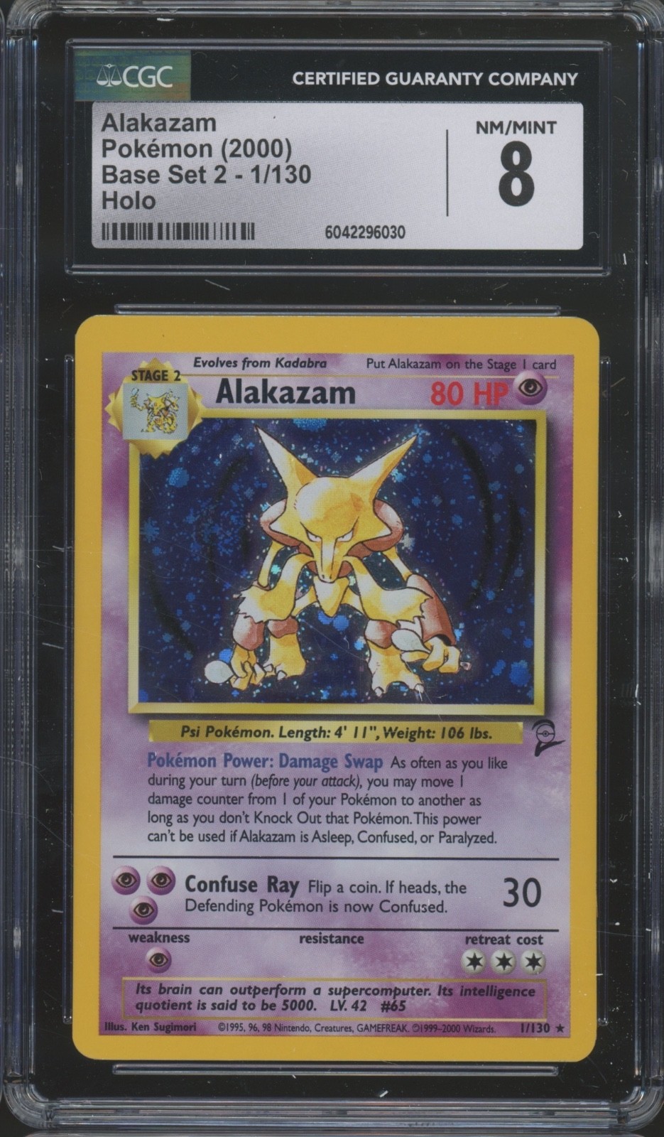 2000 Pokemon Base Set 2 Holo #1 Alakazam CGC 8