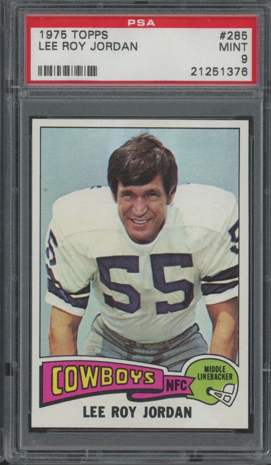 1975 Topps Football #285 Lee Roy Jordan Mint PSA 9