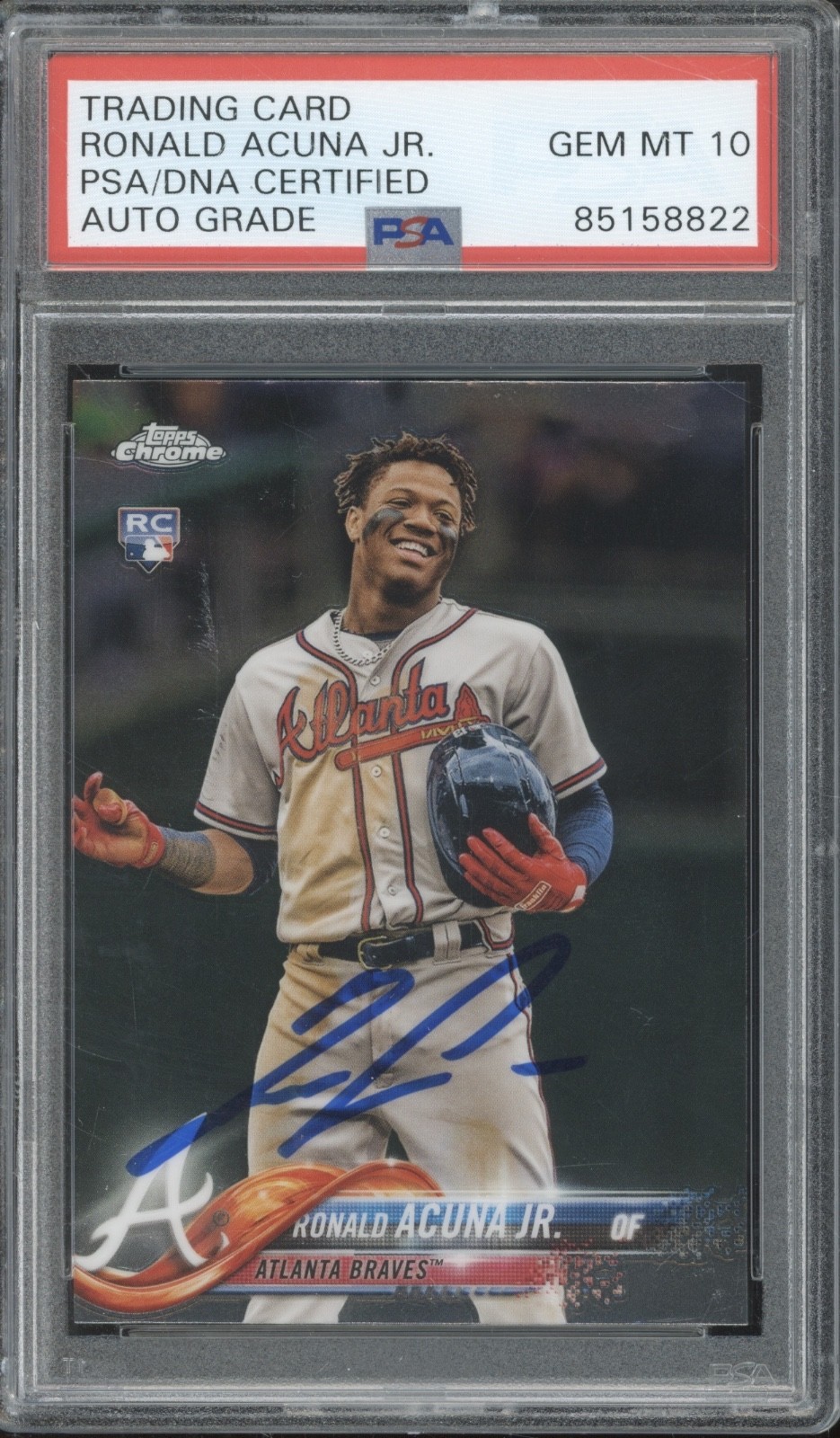 2018 Topps Chrome Ronald Acuna Jr. Autograph RC Rookie Gem Mint PSA DNA 10 Auto