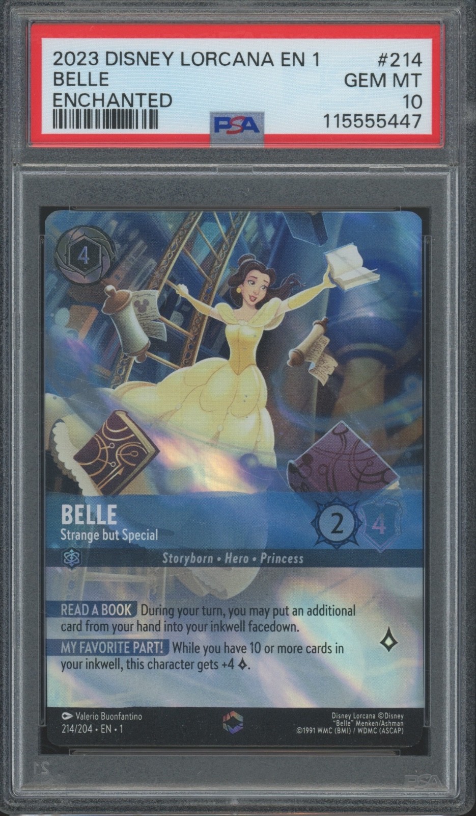 2023 Disney Lorcana Enchanted #214 Belle Gem Mint PSA 10
