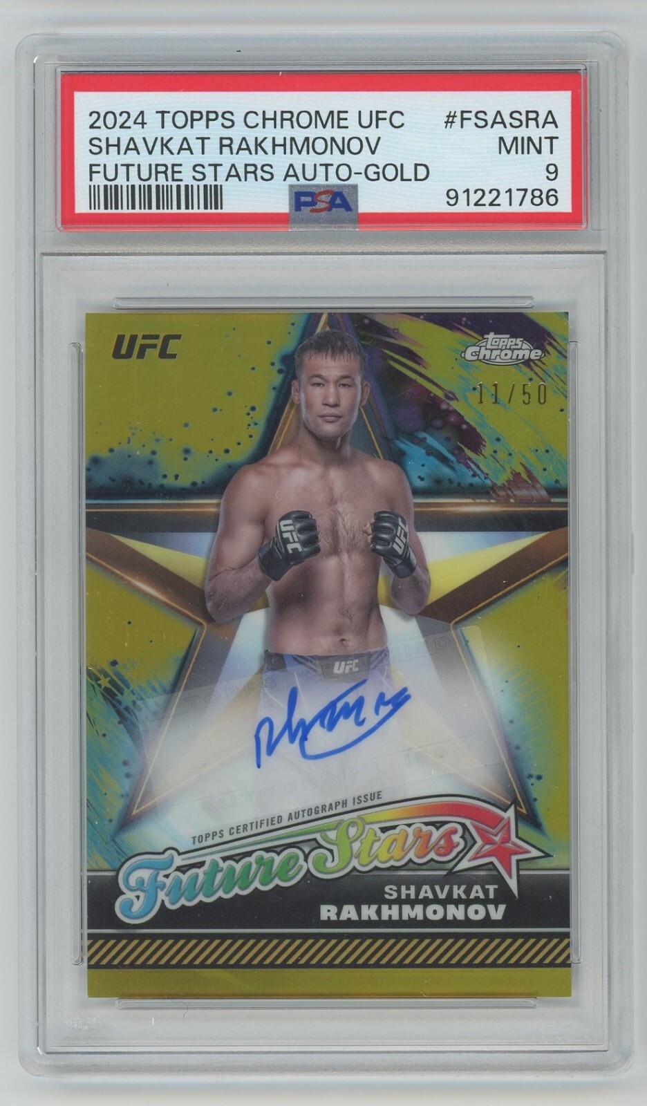 ufc 無敗　ラクモノフ　カード Shavkat Rakhmonov 2024 Topps Chrome UFC Autograph Gold